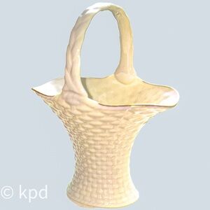 Vintage Lenox White Cream Porcelain Basket Weave Flower Vase